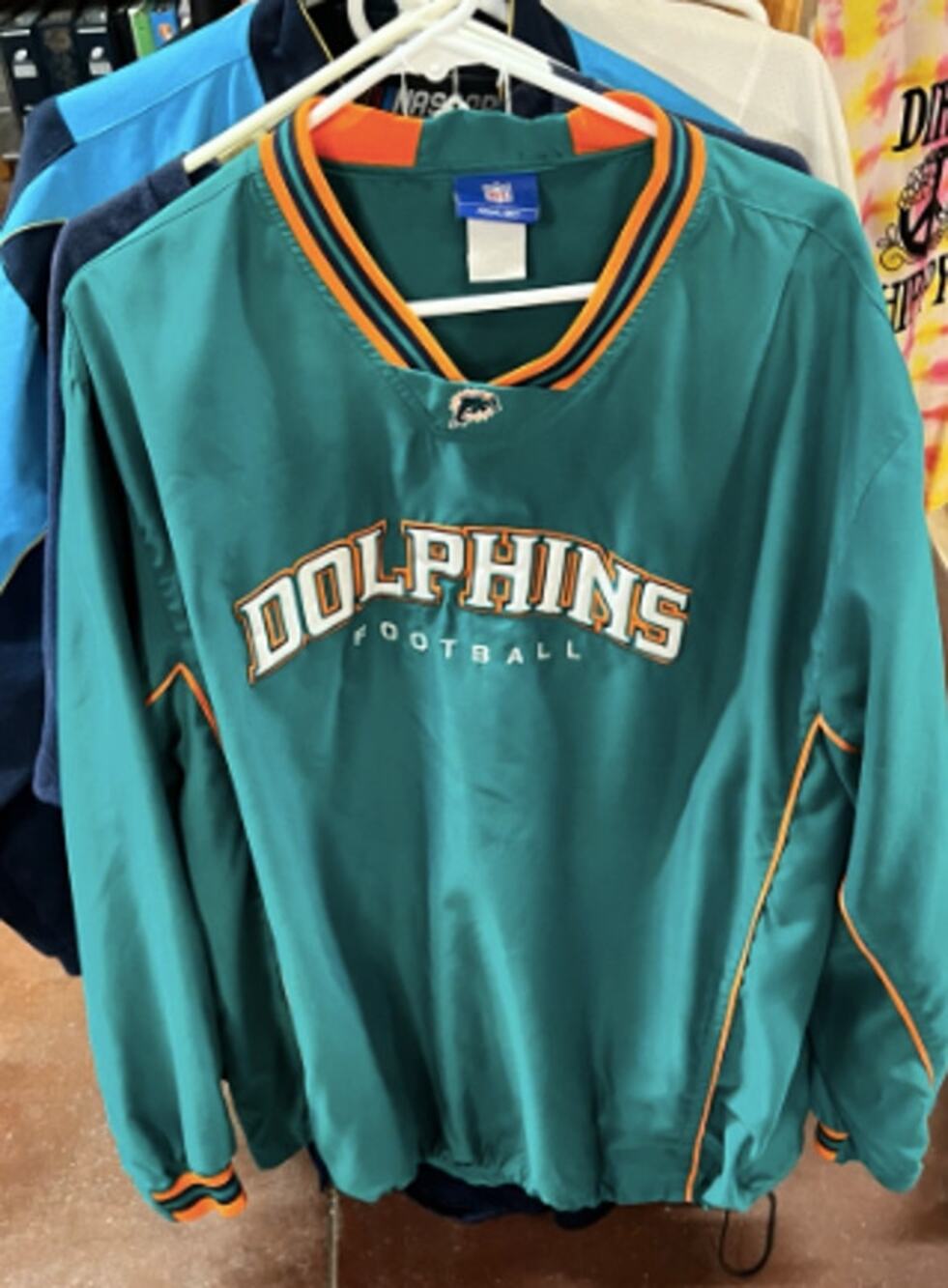 Vintage Reebok Miami Dolphins NFL Teal Pullover Windbreaker Jacket